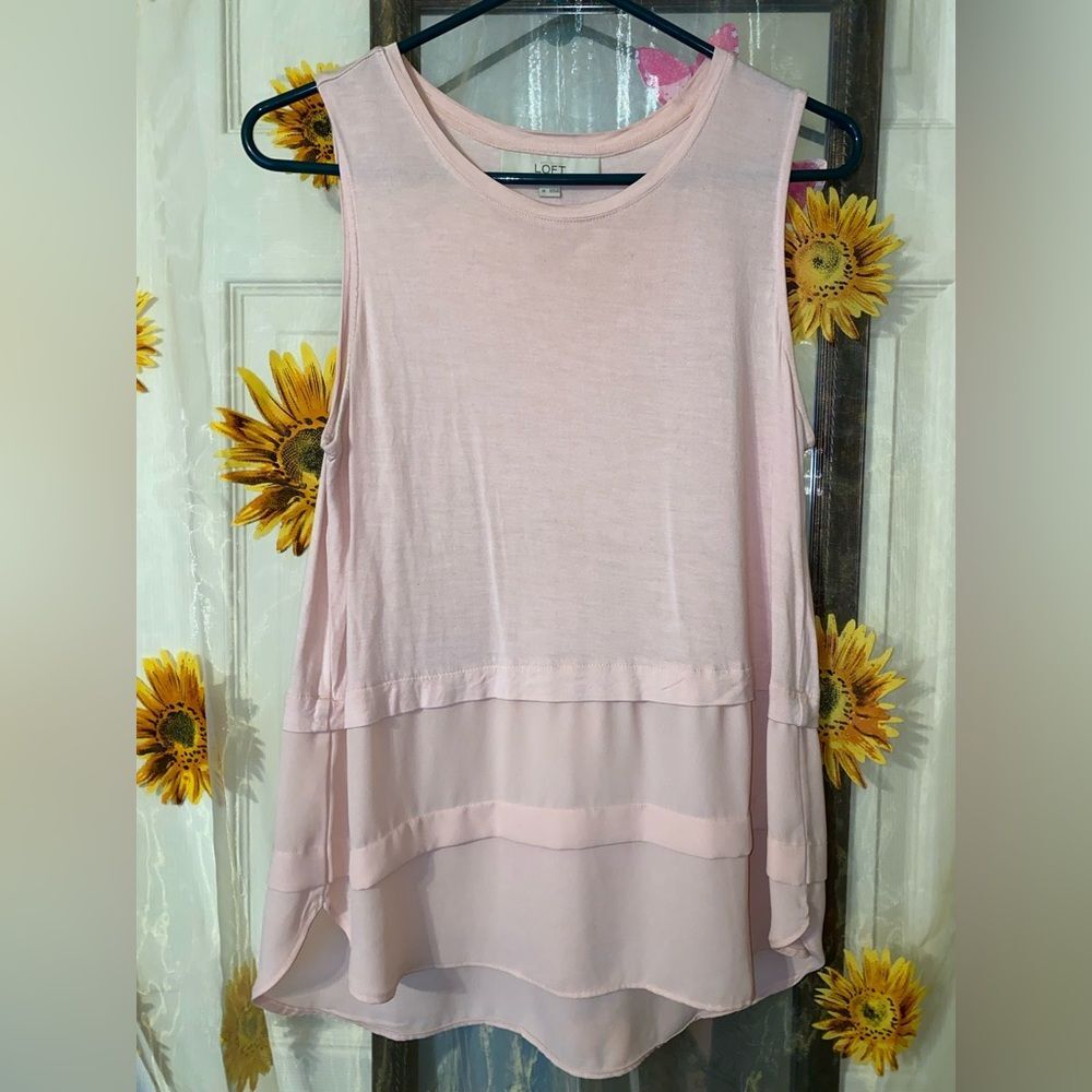 LOFT Soft Pink Ruffle Tank Top size medium